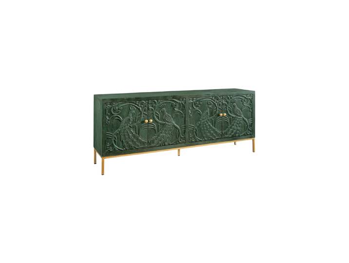 Handgefertigtes Massivholz Design Sideboard „Lord“ Mangoholz Grün, Gold Invicta Interiors
