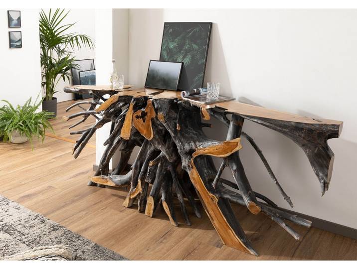 Console 250x50 Teck laqué Teck naturel UNIKA #180