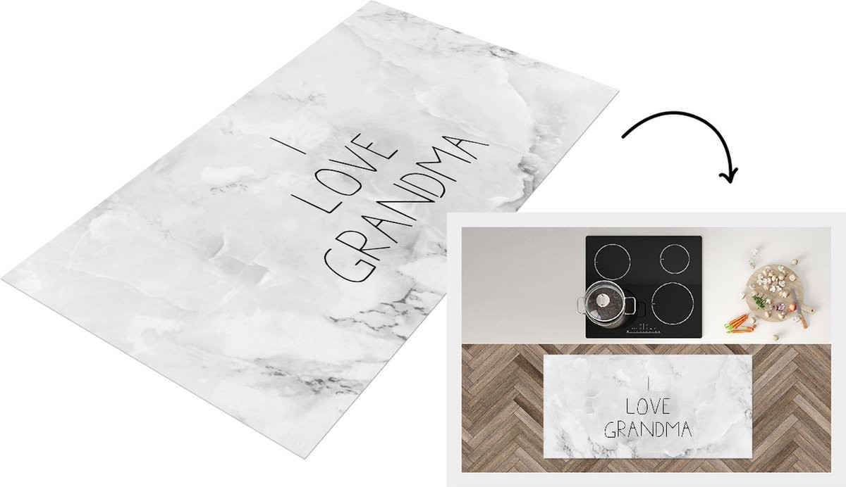 KitchenYeah Keukenloper I Love Grandma Stone Look Vinyl - 120 x 60 cm
