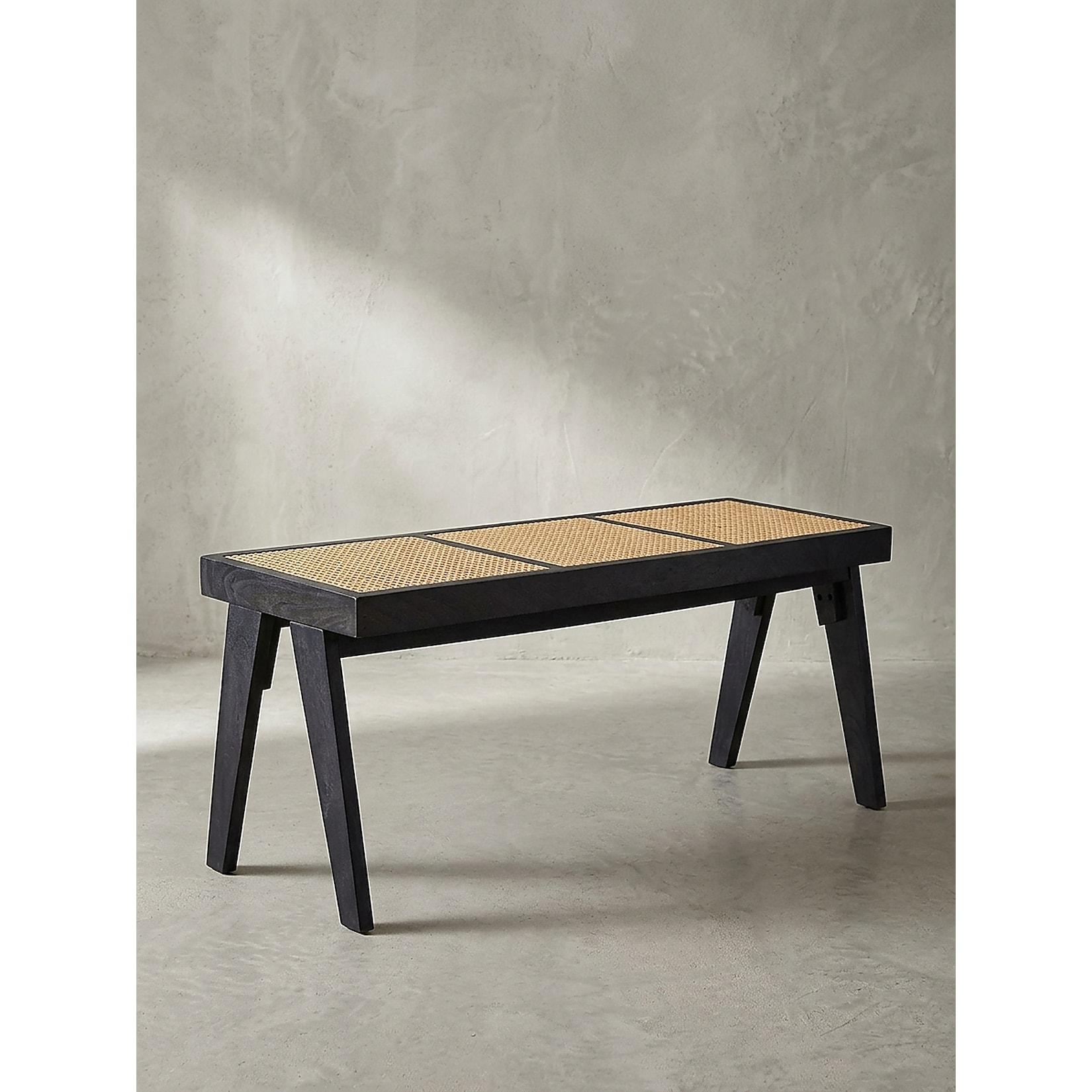 Sitzbank Rattan Schwarz-Natur 120x38x48 cm - SILVES Kadima Design