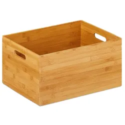 Relaxdays Aufbewahrungskiste Bambus, stabil, offen, Ordnungsbox ohne Deckel, HBT: 21 x 40 x 30 cm, Bambuskiste, natur