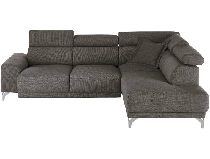 Ecksofa 3C CANDY Greve Sofa immer mit manuelle Kopfteilverstellungen, modern, elegant , schwarz, B:249cm H:79cm T:209cm, 100% Leder, Sofas, Ecksofa, wahlweise motorischer Sitzvorzug, bequem und zeitlos, L-Form
