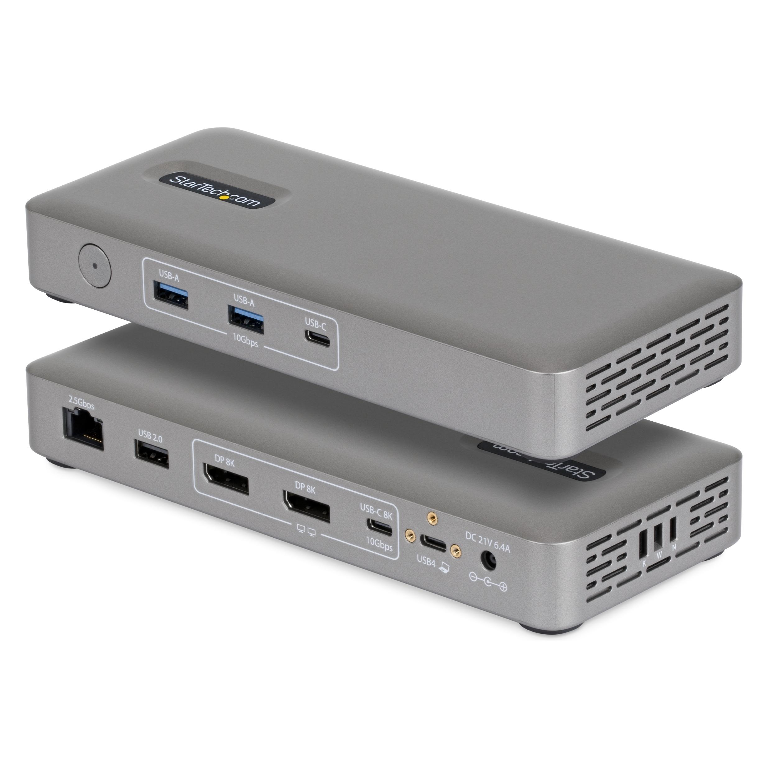 StarTech .com 208UE-USB4-DOCK, Avec fil, USB4, 10,100,1000,2500 Mbit/s, Gris, 10 Gbit/s, 8K Ultra HD (208UE-USB4-DOCK)