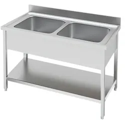 INOX FRE126C Industrielles Doppelwaschbecken für das Hotel- und Gaststättengewerbe