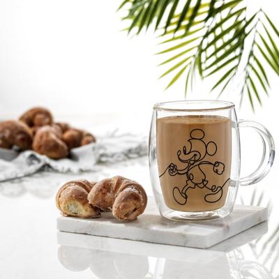 JoyJolt Disney Mickey and Pluto Glass Coffee Mugs - Set of 2 - 13.5 oz