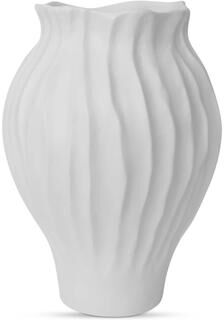 NADAAL STUDIOS Aldous Vase, Round, Ecomix, Petal-Edged Profile, Rippled Texture, Ruffled Opening, Decorative Only, White