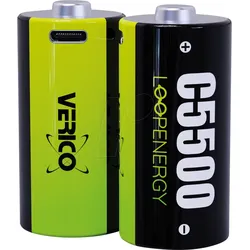 VERICO 2X BABY C - Li-Ion-Akku, Baby C, 1,5 V, 3700 mAh, USB-C, 2er-Pack