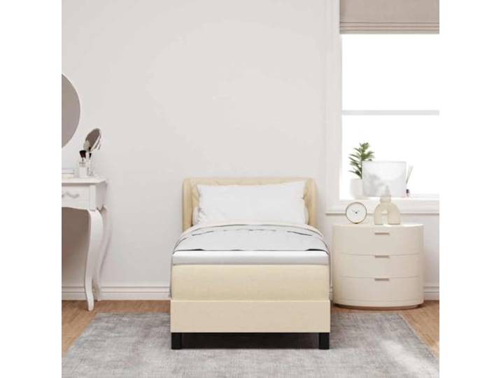 KTHLBRH Boxspringbett creme 80 x 200 cm mit Kopfteil Taschenfederkernmatratze, verstellbares Kopfteil, Holzgestell, 140 kg