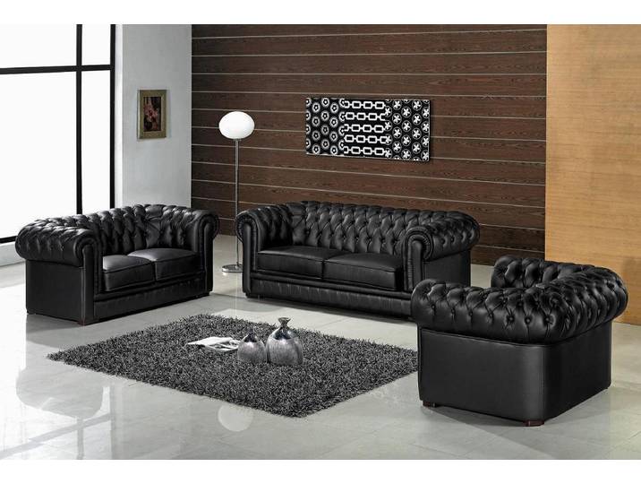 Xlmoebel Chesterfield-Sofa Elegantes Chesterfield-Sofa aus hochwertigem Leder, Chesterfield-Sofa 3 Teile, Hergestellt in Europa