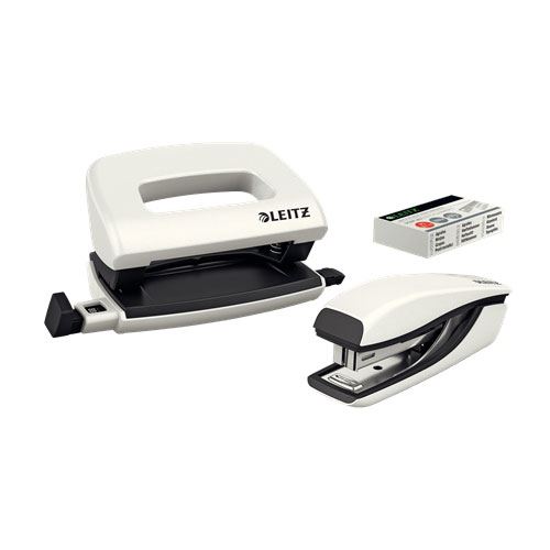 LEITZ Locher und Heftgeräte Set NeXXt WOW perlweiß-metallic