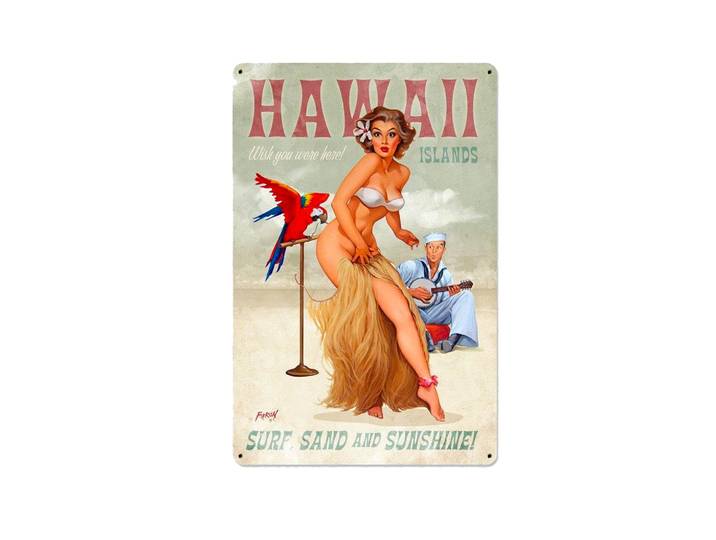 Plaque publicitaire Hawaii - Surf Sand & Sunshine!