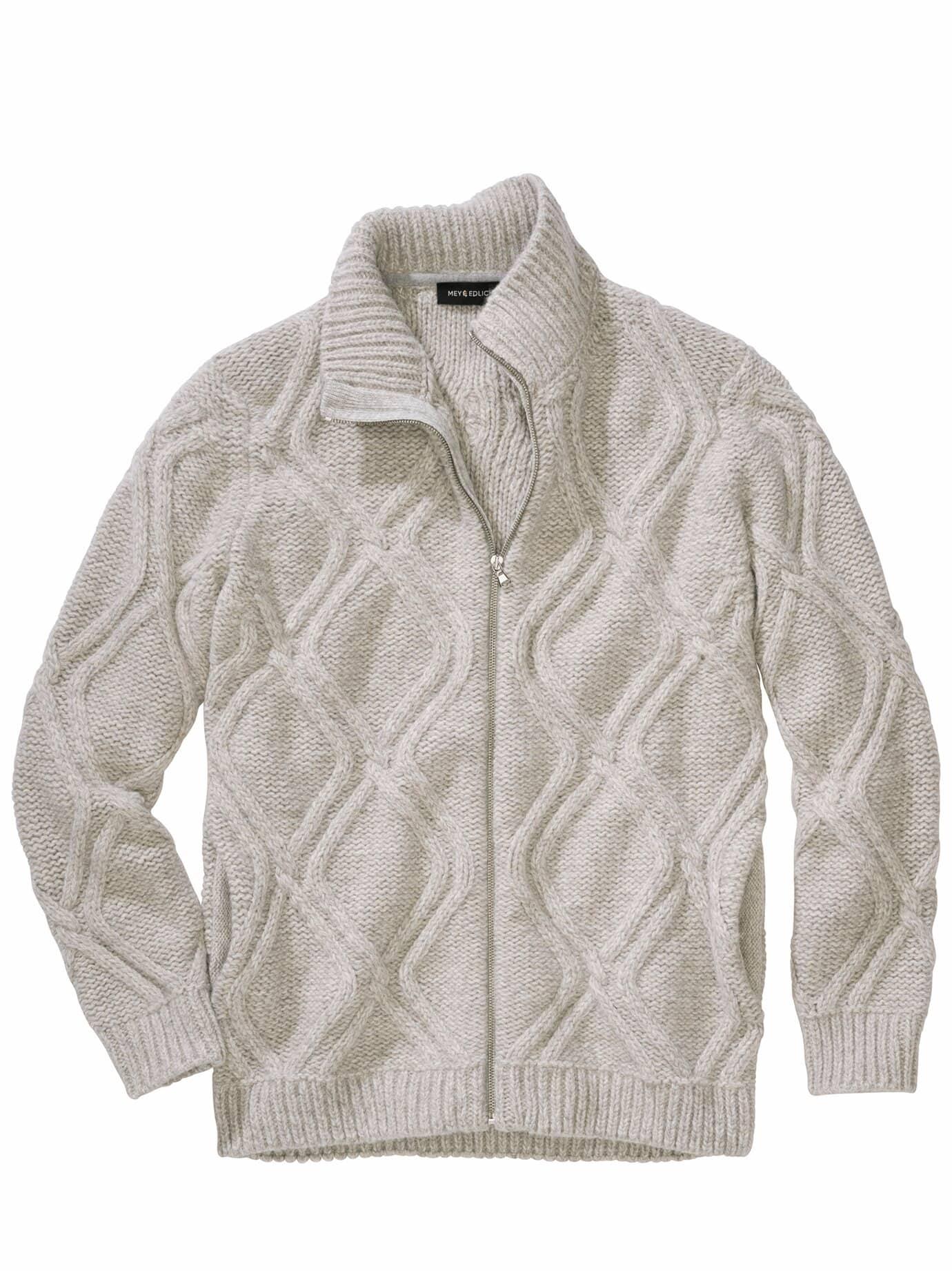 Mey & Edlich Herren Hochspannung-Cardigan Grau 56 % Wolle, 29 % Polyamid, 15 % Alpaka