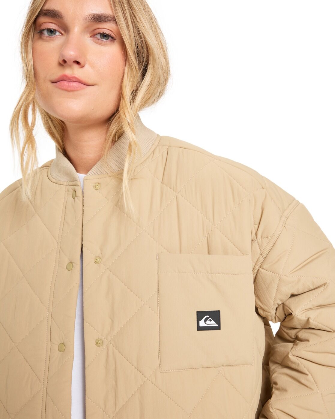 Steppjacke QUIKSILVER "Shining Quilted", Damen, Gr. M, beige (cornstalk), Obermaterial: 100% Polyamid., Jacken Steppjacke cornstalk M