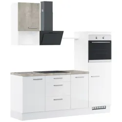 Küchenblock IBZ ohne Geräte ca. 215 cm Weiß Hochglanz
