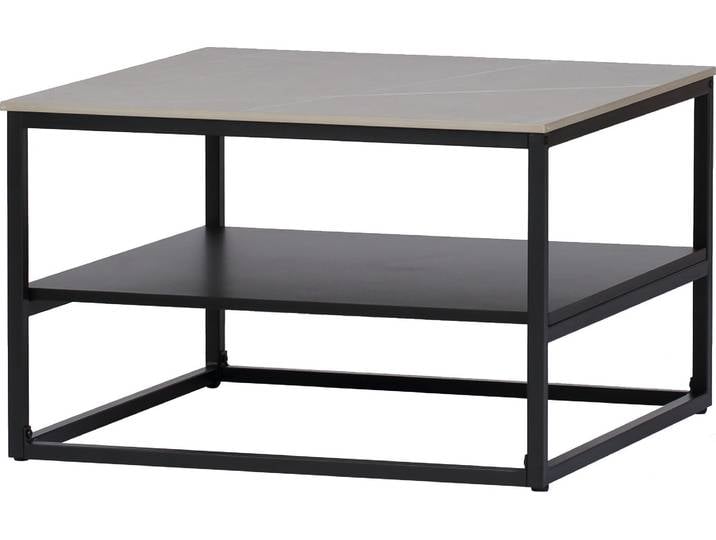 Couchtisch HELA HUGO , grau (marmoroptik grau matt, schwarz, schwarz, marmoroptik grau matt), B/H/T: 70cm x 45cm x 70cm, Tische, Couchtisch, Couchtisch; quadratisch; Sintered Stone; Ablageboden