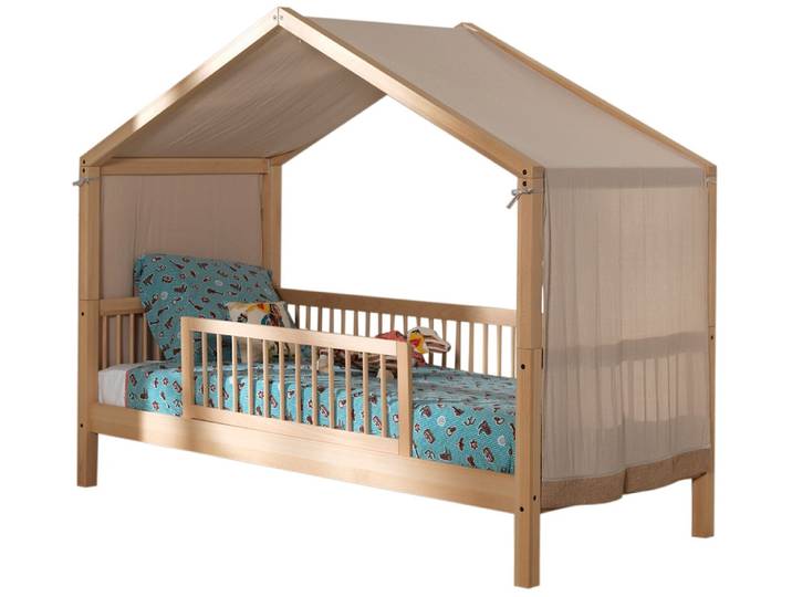 Hausbett VIPACK Forrest mit hochwertiger und stabiler Verarbeitung, Made in Europe , beige (buche natur, buche natur, buche natur), B:97,5cm H:170cm L:207,5cm, Betten, wahlweise ohne oder mit Textilhimmel oder Rausfallschutz
