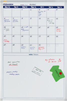Franken Kalender X-tra!Line VO-18, Monatsübersicht mit Notizfeld, magnethaftend, Ablageschale, B 600 x H 900 mm, Stahl & Aluminium, weiß