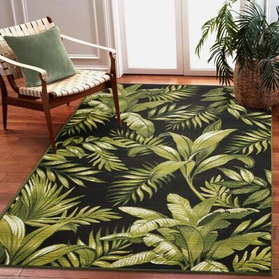 Liora Manne Lush Decor Marina Jungle Leaves Indoor/Outdoor Rug