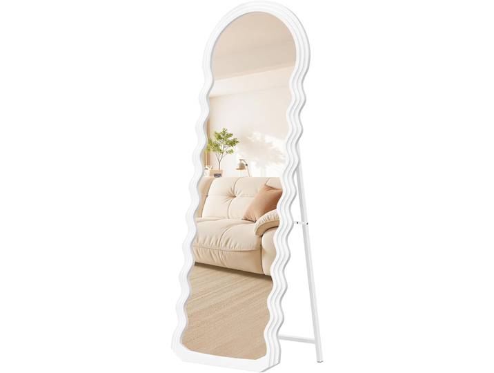 Standspiegel 160cm Wellendesign Weiss MDF