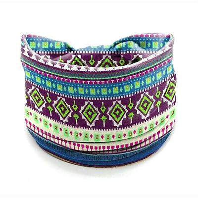 Blumen-Stirnband im Ethno-Stil, Bohemian-Stirnband, Sport-Stirnband, schweißabsorbierendes Stirnband, breites Anti-Schweiß-Kopftuch für Damen