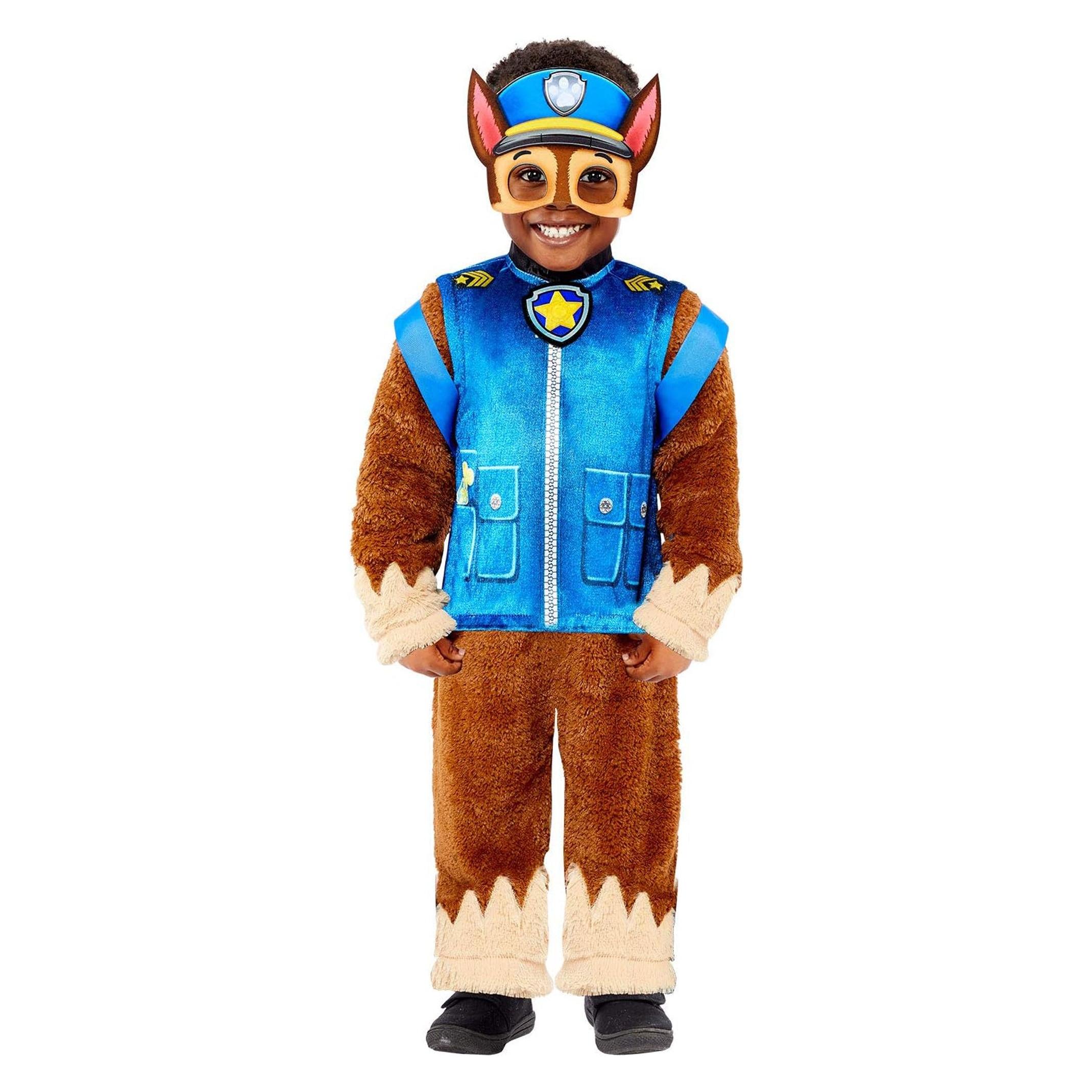 Amscan Kinderkostüm Chase aus Paw Patrol, Plüsch-Overall, Serie, Maske und Rucksack, Helfer auf v (110, 116) (9909130)