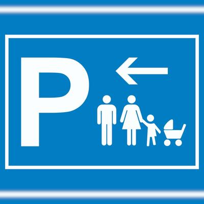 HB-Druck Eltern Kinderwagen Parkplatz Schild mit Richtungspfeil links waagerecht A5 (148x210mm)