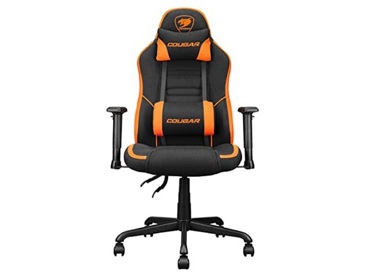 Cougar Gaming Gaming-Sessel, Gaming Stühle Fusion – 3D gebogene Lendenwirbelstütze – Sitzkissen aus Schaumstoff mit mehreren Dichten, atmungsaktiver Stoff, neigbar und verstellbare Armlehnen
