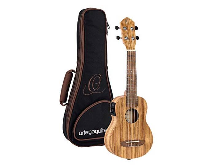 Ortega Guitars Sopraan Ukelele elektrische akoestiek – Timber Series – inclusief Gigbag – Zebrano, natuur (RFU10ZE)