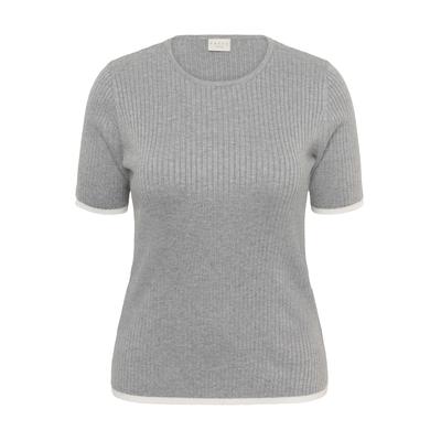 Strickpullover KAFFE CURVE "Strickpullover KClizzy", Damen, Gr. L, grau (grau meliert with chalk contrast), Obermaterial: 80% Viskose CV. 20% Nylon NY., Pullover Strickpullover
