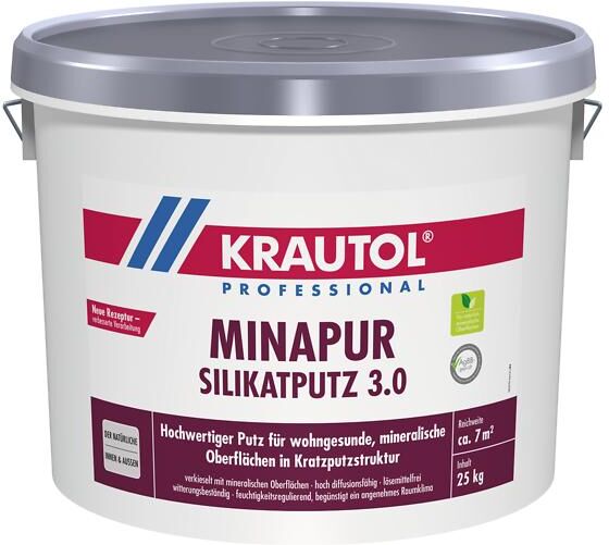 KRAUTOL Minapur Silikatputz K 3.0 weiß, 24 x auch Tönbasis, 25 kg auf Palette