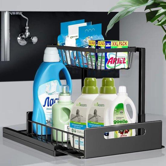 Multifunctionele organizer voor onder de wastafel - Zwart