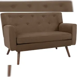 DELUKE Sofa ARNE Cord 2-Sitzer 120x74x81cm, Cord, Dunkelbraun Couch Loungesofa für Wohnzimmer Schlafzimmer Leseecke