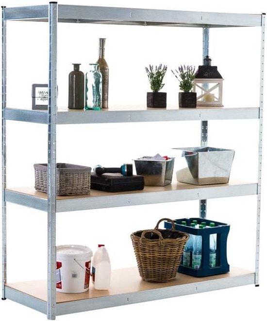 Famanu Legschrank 160x60x180 cm Silber mit 4 Regalböden