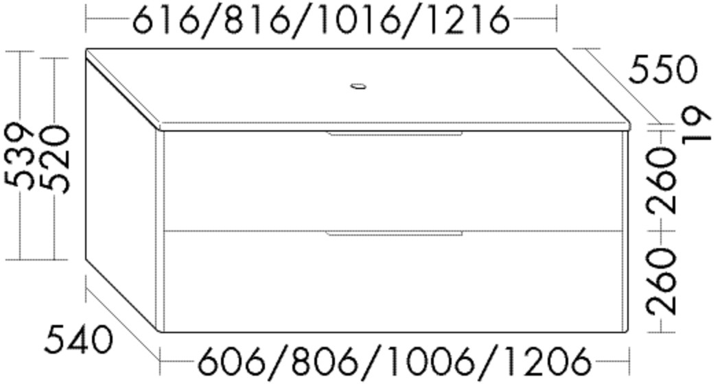 Burgbad Waschtischunterschrank+Konsolenplatte Oteo Eiche Dekor Rost/Eiche Dekor Rost SHMG101F7442A0315