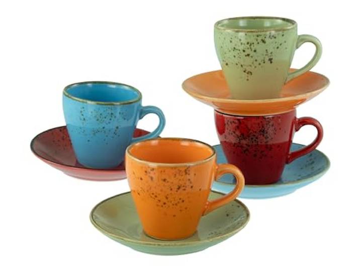 CreaTable\, 22876\, Série Nature Collection Méditerranée\, service de vaisselle 8 pièces\, ensemble pour expresso en grès\, compatible avec le lave-vaisselle et le micro-ondes\, production de qualité.