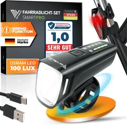 Fahrradlicht Set 100Lux mit Bremslicht „SMART PRO“ - 2. St. - Bestseller,oft gekauft,Zubehör