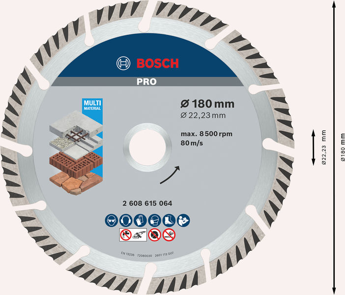Bosch PRO Multi Material Diamanttrennscheibe, 180 x 22,23 mm 2608615064