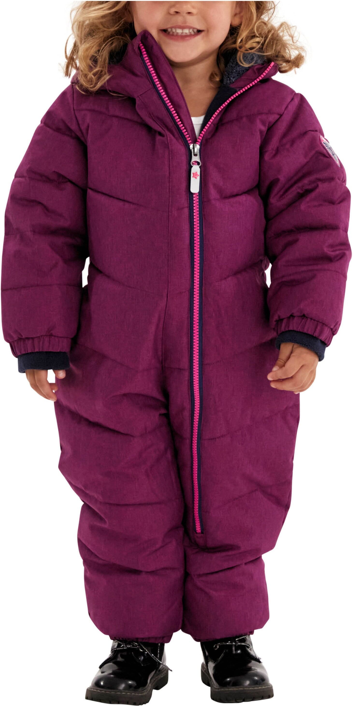 Schneeoverall KILLTEC "Twinkly MNS ONPC B", Mädchen, Gr. 74/80, Normalgrössen, lila (orchidee), Obermaterial: 100% Polyester.Futter: 100% Polyester.Füllung: 100% Polyester, Overalls Schneeoverall, Wasserabweisender Schneeanzug mit Fleece und reflektierend