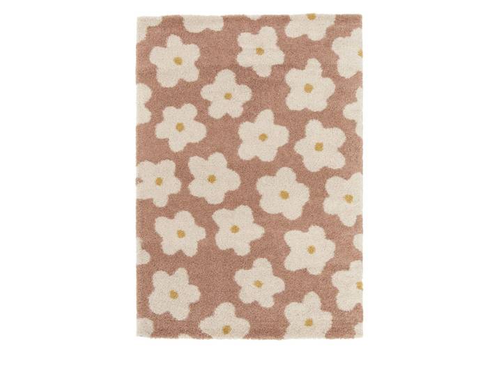 Tapis contemporain à motif floral - 120x170cm vieux rose polypropylène