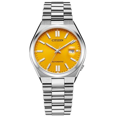Automatikuhr CITIZEN "TSUYOSA 60 H", silber (silberfarben, gelb, gelb), Armbanduhren, Damen, silberfarben, Automatikuhr, Armbanduhr, Damenuhr, Herrenuhr, Edelstahlarmband, Saphirglas, Datum