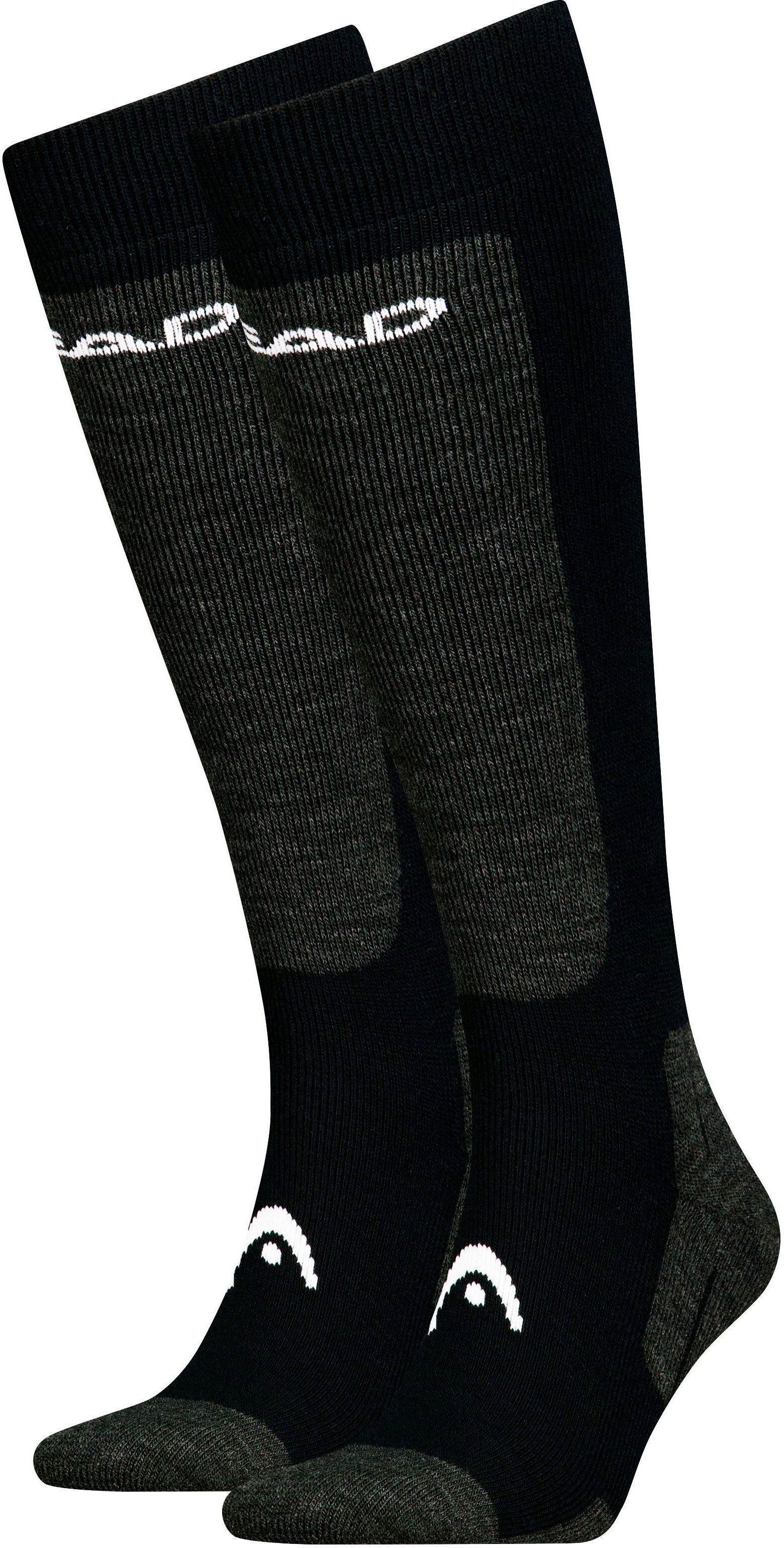 Socken HEAD, Damen, Gr. 47-49, schwarz, Materialmix, unifarben mit Farbeinsatz, Socken Socken, mit eingestricktem Markenlogo schwarz 47-49