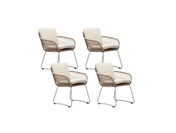 Harper dining tuinstoel set van 4 touw + RVS Sandstone