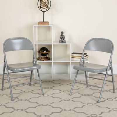 Flash Furniture 4 Pack Triple Braced & Double Hinged Metal Folding Chair