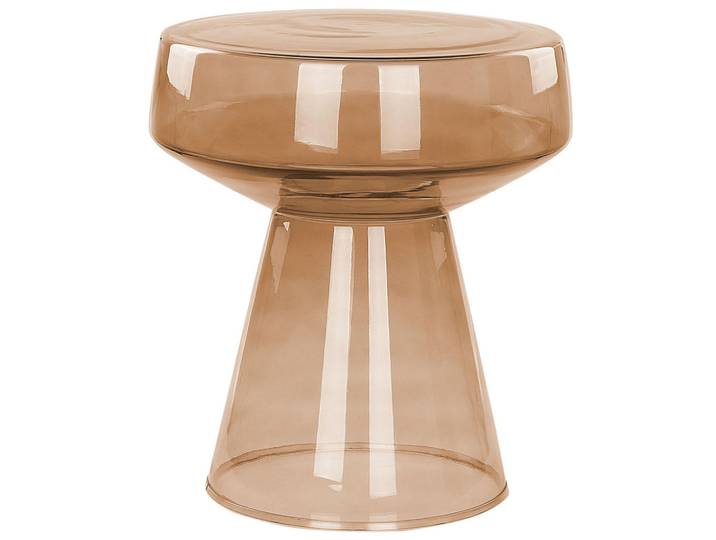 Beliani Beistelltisch Rauchglas goldbraun rund 37 cm Laguna, Braun, Glas, Rund, 37x43x37 cm, Wohnzimmer, Wohnzimmertische, Beistelltische