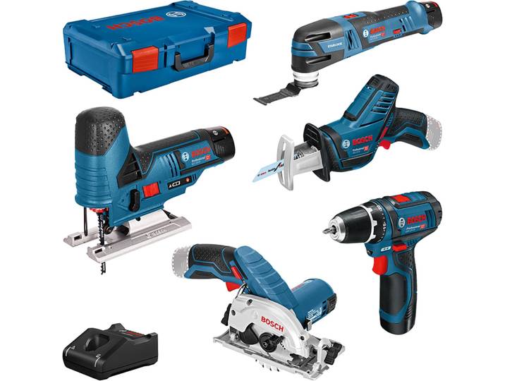 Combo Kit Set mit 5 12V-Werkzeugen: GSR+GST+GOP+GKS+GSA+3x GBA 3.0Ah+GAL+XL-BOXX