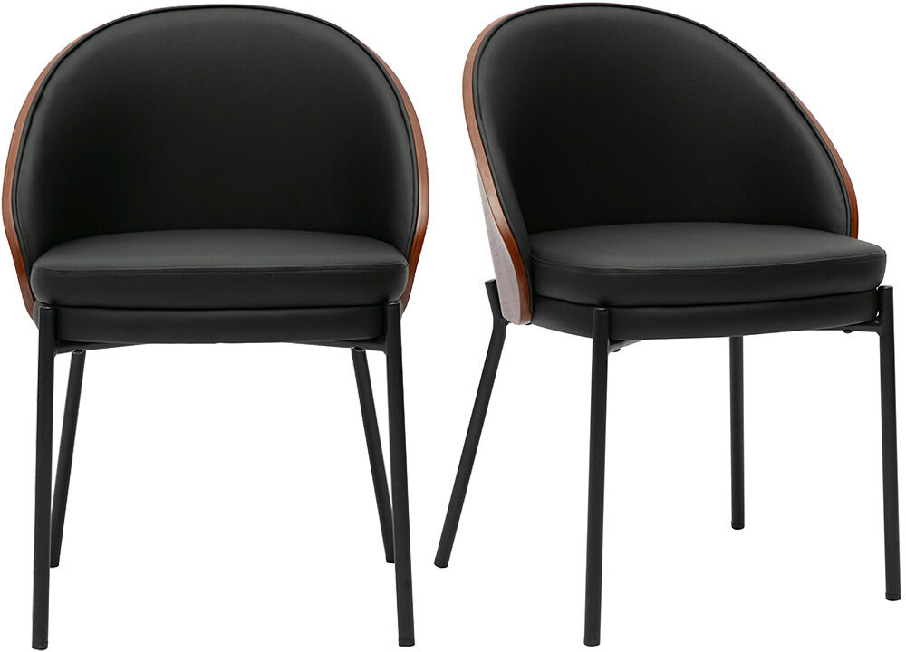 Miliboo Schwarze Stühle, dunkles Holz und Metall (2er-Set) TUCSON