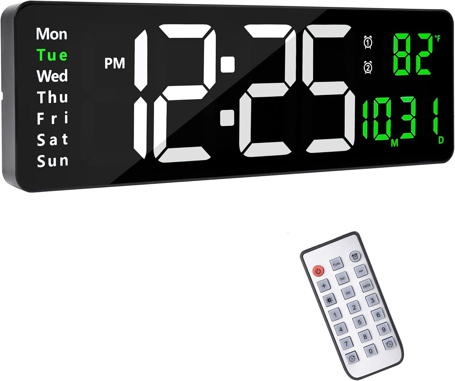 Digitale Wandklok met LED Display en Afstandsbediening - 40,6 cm - ShopVlot