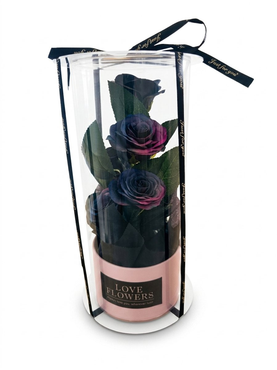 Eternal Flower Realistische Kunst Rozen in geschenkdoos - Paars