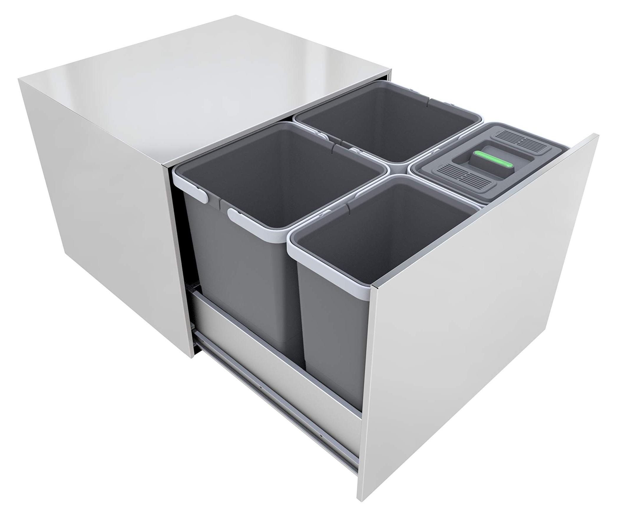 Mülltrennsystem ausziehbar Edelstahl 40 l 48x43x40 cm