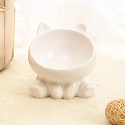 Uplift Essentials Ergonomic Elevated Ceramic Pet Bowl white